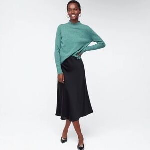 jcrew teal cashmere mock neck sweater